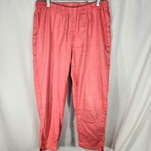 DG2 by Diane Gilman Coral Slit Hem Elastic Waist Pull On Ankle Pants Size Medium
